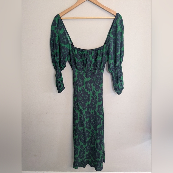 Peter Som Scoop Neck Green Floral Midi Dress Size 0 - Picture 4 of 9